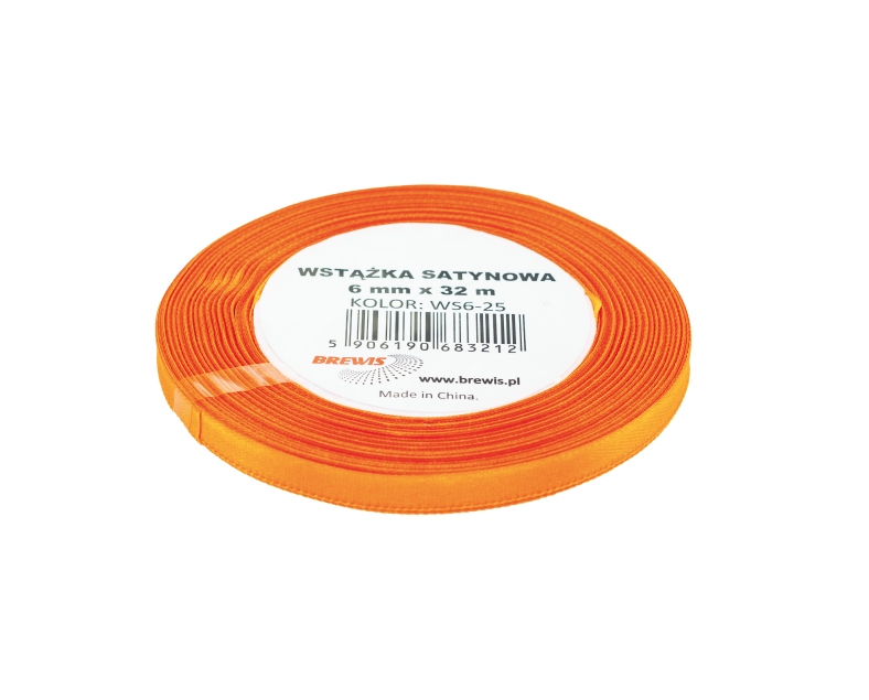 Wstążka satynowa 6mmx32m pomarańczowa Brewis